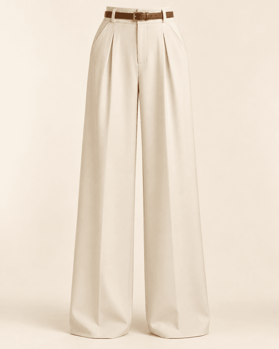 Wide-Leg Trousers — Cream
