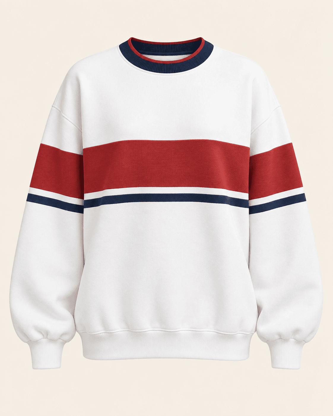 Varsity Sweatshirt — White / Navy / Red